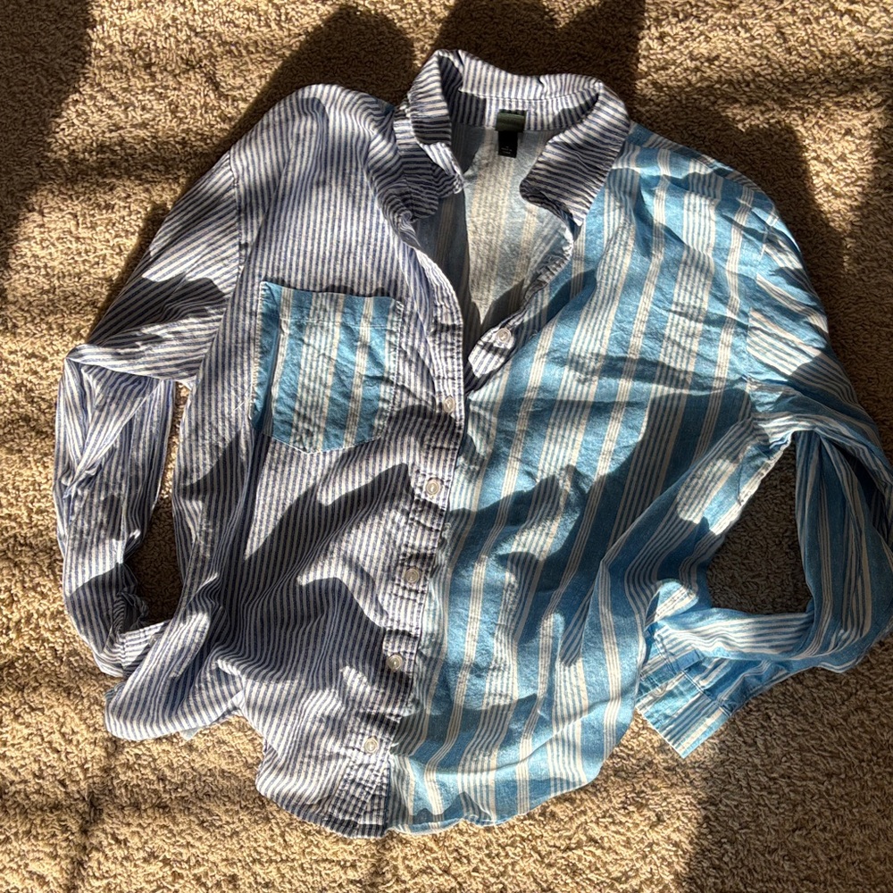 Wild Fable Blue and White Striped Button Down Shirt